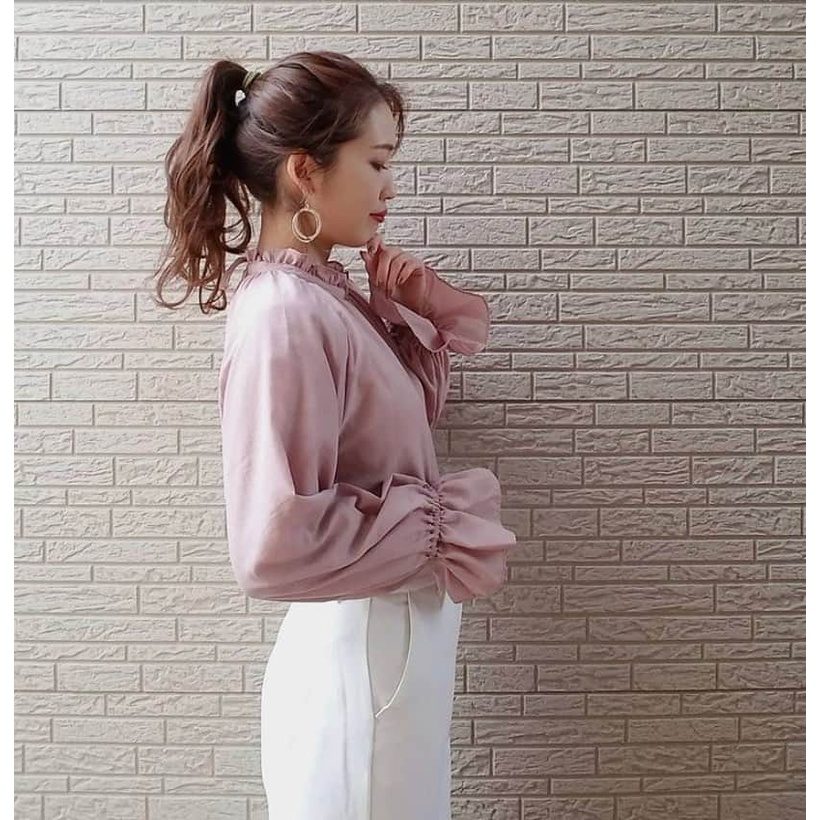 BLOUSE WANITA UNIQLO GU TIENECK BLOUSE-8