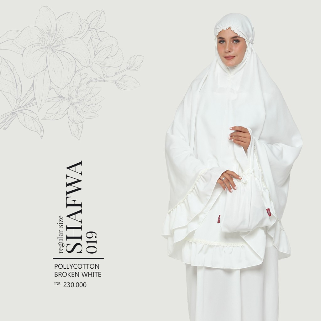 Mukena Haji Umroh Tatuis Shafwa 019 Katun Adem Putih Tulang Broken White Polos Renda Polos Travel