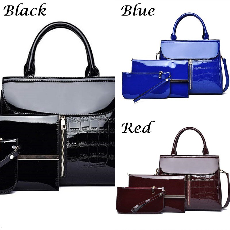 Tas Jinjing PJ3506 Hand Bag Wanita Glossy 3in1 Simple Elegant Terbaru