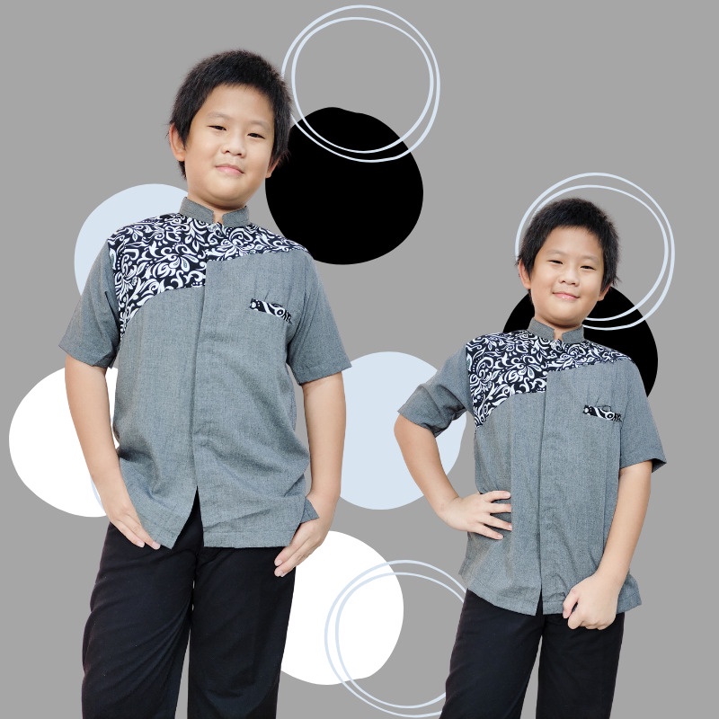 SB Collection Couple Atasan Baju Muslim Nugroho Koko Kemeja Batik Modern Anak Dan Ayah