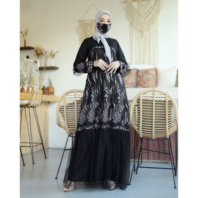 Produk original//gamis muslim wanita//gamis tulle premium//gamis lebaran