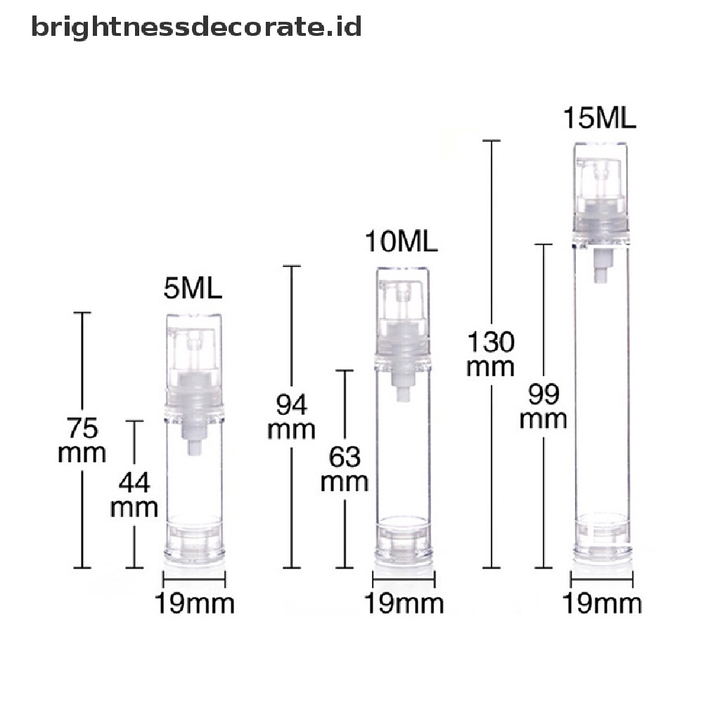 1pc Botol Pompa Kosong Ukuran 5 / 10 / 15ml Untuk Lotion Kosmetik Travel