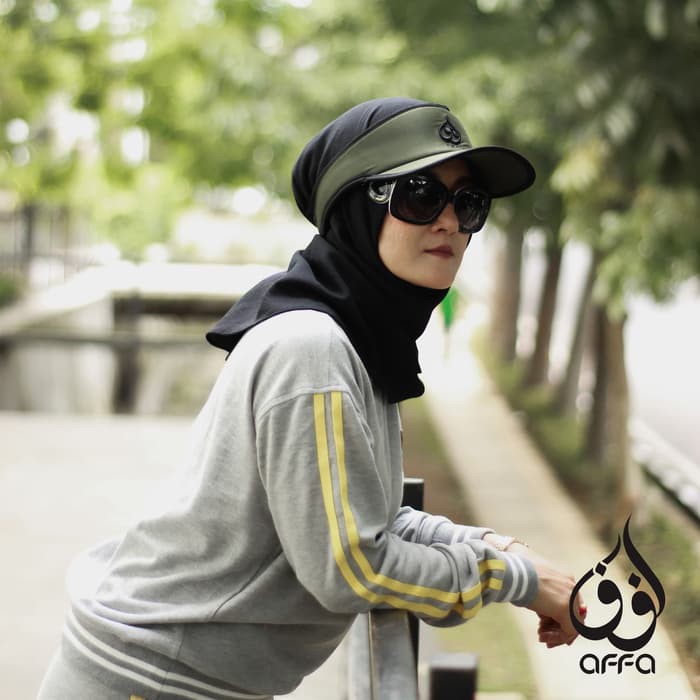 Dijual Topi Hijab Kekinian, Topi Hijab Traveller Pet Kecil Warna Green Army Diskon