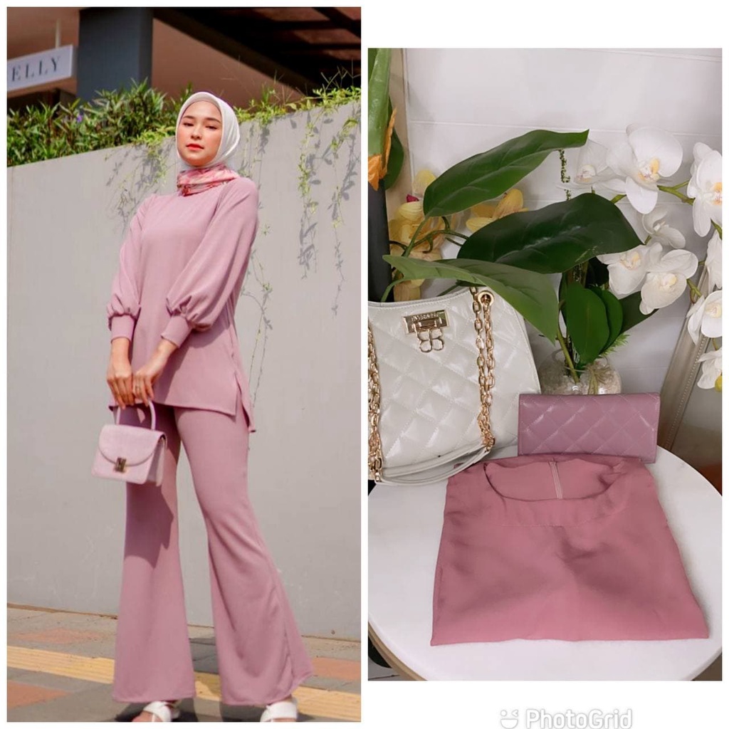 .. Setelan Wanita Celana Cutbray kekinian jumbo polos terbaru Setcel shakila