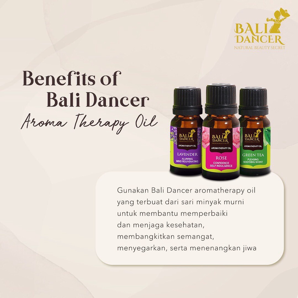 Bali Dancer Aromatherapy Essential Oil 10ML / Pengharum Ruangan Harum Segar Alami Relaksasi Menenangkan Cananga Chamomile Champaca Frangipani Greentea Jasmine Lavender Lemongrass Rose