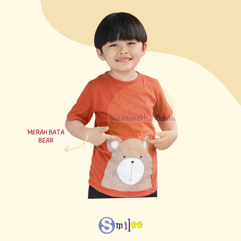 Kaos Anak Cowok Smile Murah Animals Mix Motif Size 1-5 Tahun