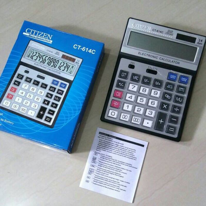 

0Kalkulator Citizen CT-614-C Tombol Besar Mika 14 Digit 2 Power Kalkulator
