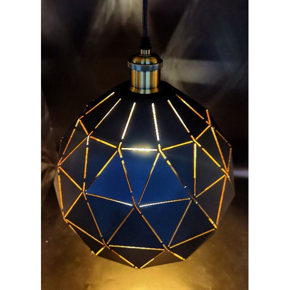 Lampu Hias Pendant Light, Model Sapphire Diamond ( outside black, inner gold)