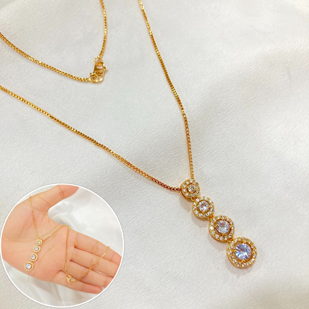 Kalung Wanita Permata Zircon Lapis Emas Aksesoris Fashion