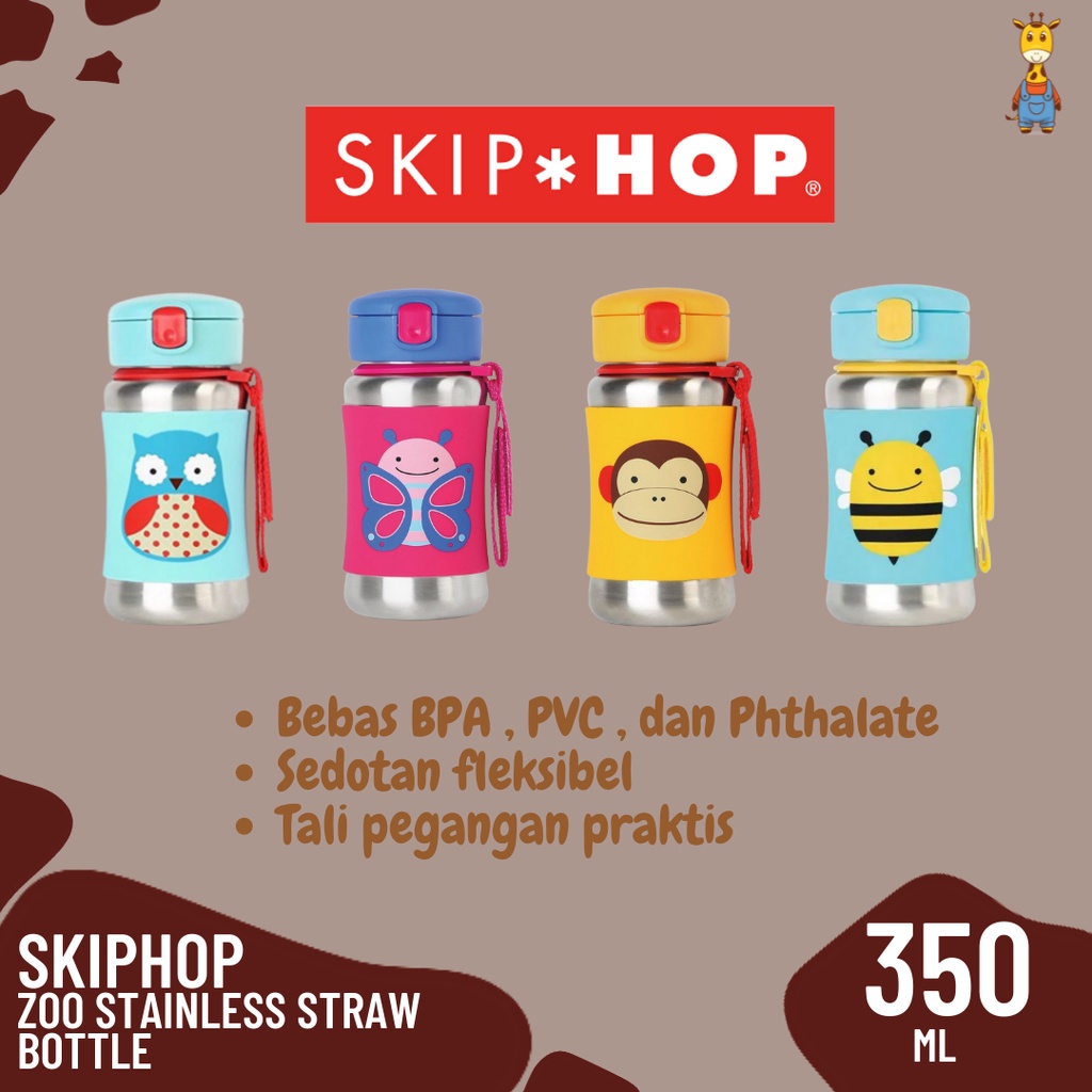 SkipHop Zoo Stainless Straw Bottle