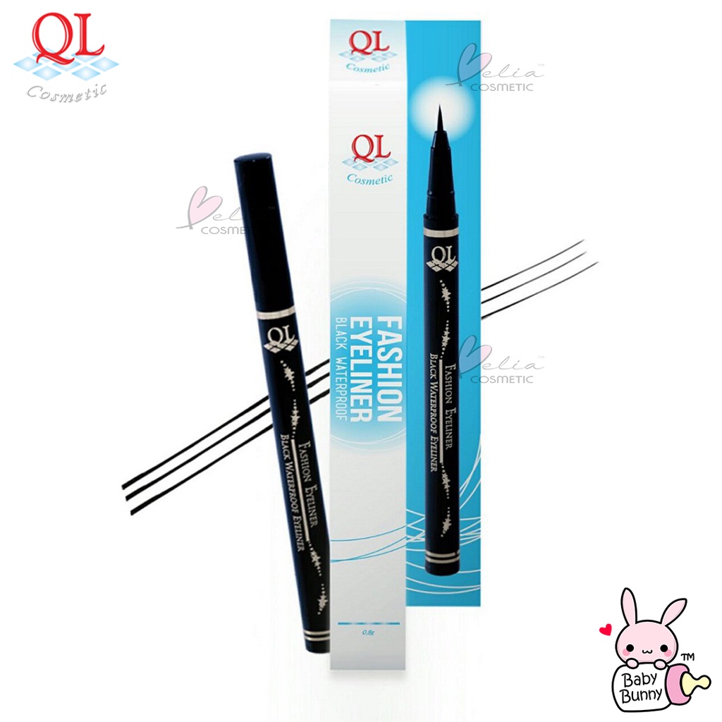 ❤ BELIA ❤ QL Cosmetic Fashion Eyeliner Pen Black Waterproof - 8 ml (✔️BPOM) | BABY BUNNY