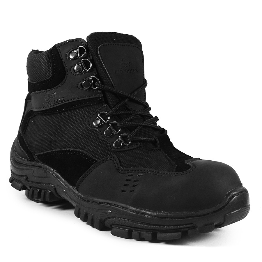 SM88 - Sepatu Pria Crocodile Indicator Sleting Hitam Boots Safety Cowok Outdoor Septi Bots Murah COD