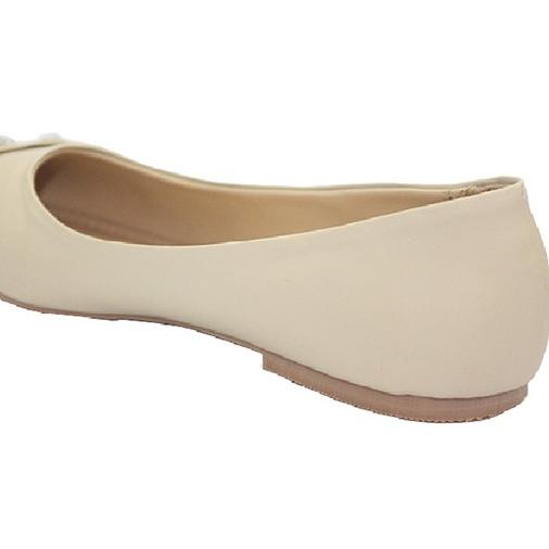 ❊ Klensia Flat Shoes Balet Sepatu Flats Wanita Krem 651-001 - Cream, Hitam ☻