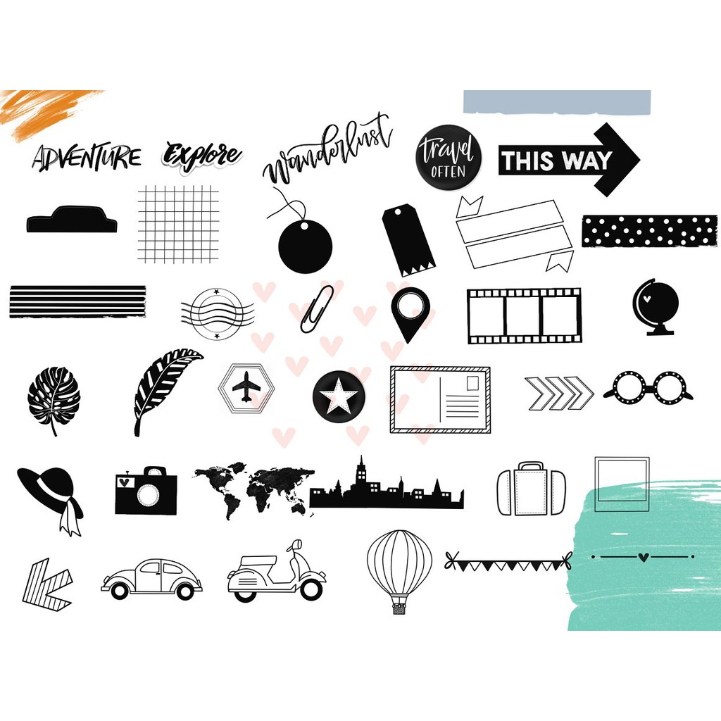 Procreate Brush - Wanderlust Stamp Pack Procreate for Journaling Deco Brush