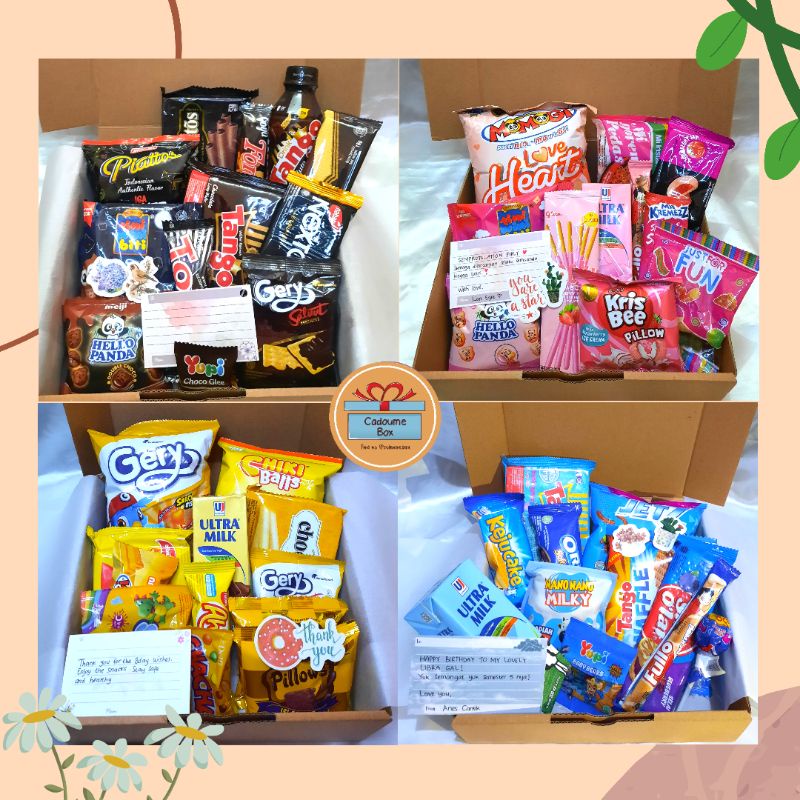 Hampers snack ulang tahun / Hampers Snackbox / Snackbox / Kado Wisuda / Kado Sidang / Kado Ulang Tahun. Packing Cantik.