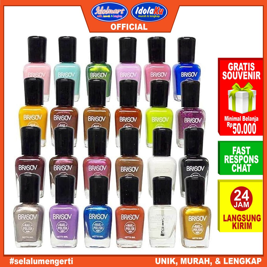 IDOLAKU Brasov Kutek Warna Halal Murah 8ml / Cat Kuku Nail Polish 8ml BPOM