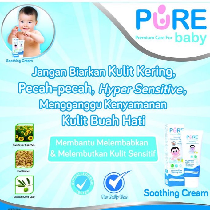 Pure Baby Soothing Moisturizer Cream / Krim Kulit Bayi / Baby Cream