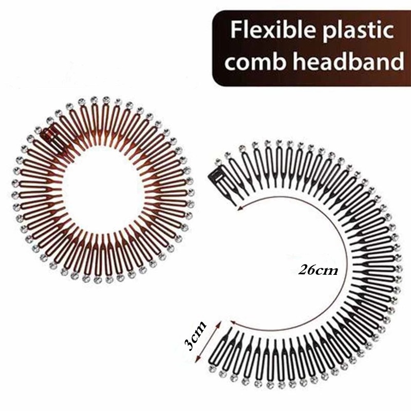 Aksesoris Rambut Model Sisir Gigi Flexible Bahan Plastik Aksen Berlian Imitasi Untuk Cuci Muka