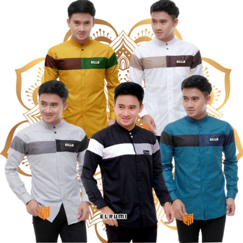 Baju Koko Hadroh Lengan panjang  | Baju Kokoh Dewasa Lengan Panjang kombinasi Koko El Rumi