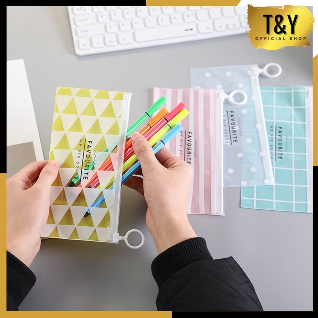 T&amp;Y Tempat Pensil Pulpen Transparan Ziplock Karakter Serbaguna Pouch Zip Lock Penyimpanan Kosmetik Pouch Zipper Pencil Case Tempat Penyimpanan Alat Tulis Murah Import