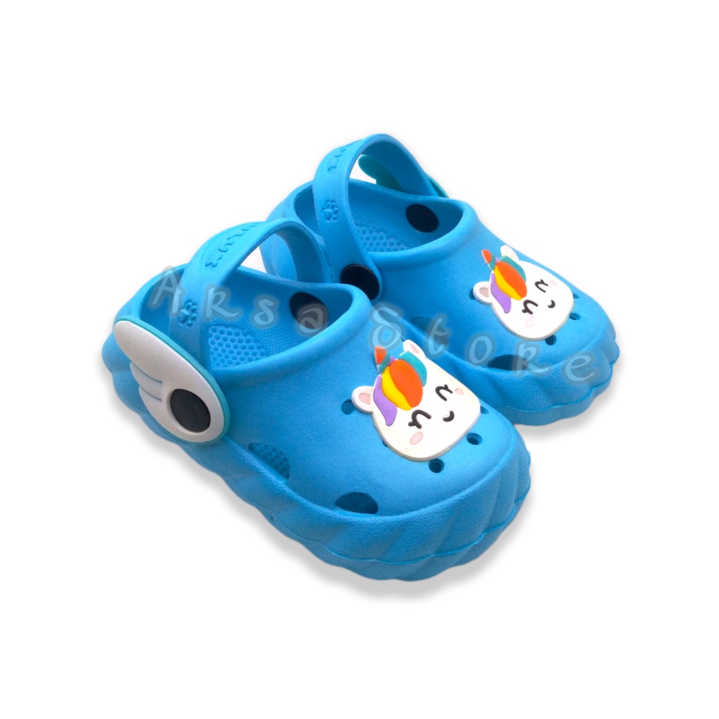Sandal Baim Anak Bayi Perempuan Umur 1 2 3 4 Tahun / Sendal Tali Belakang Lucu Anak Cewek Motif Kuda Poni Unicorn