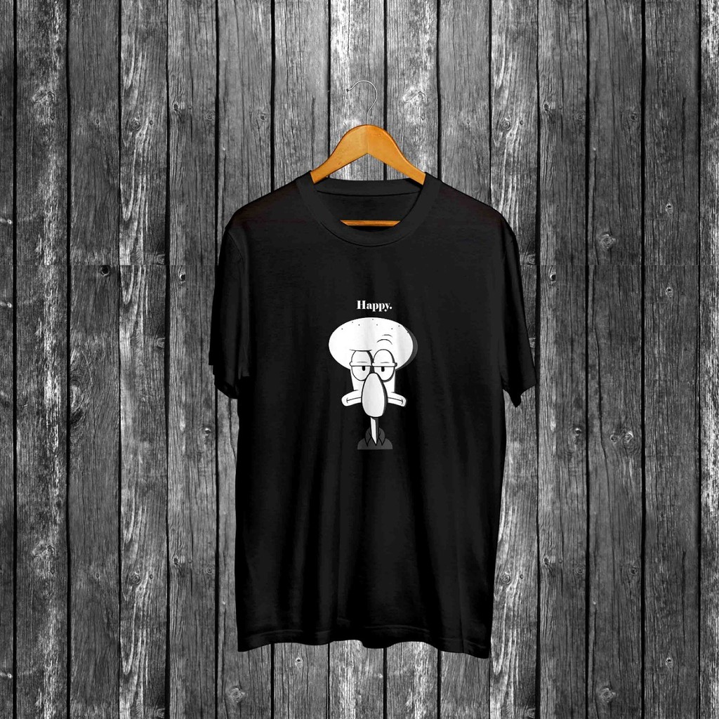 ONE1plus Kaos Distro Squit Happy / Atasan Pria / T-Shirt Unisex Gambar