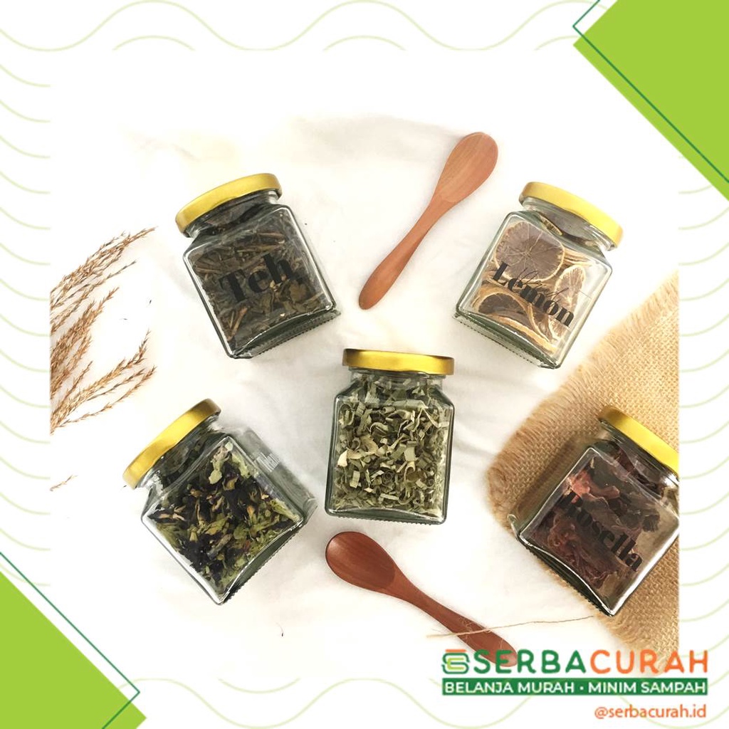 

Teh Herbal dalam Jar Kaca Square 200 ml | Herbal Tea | + Sticker