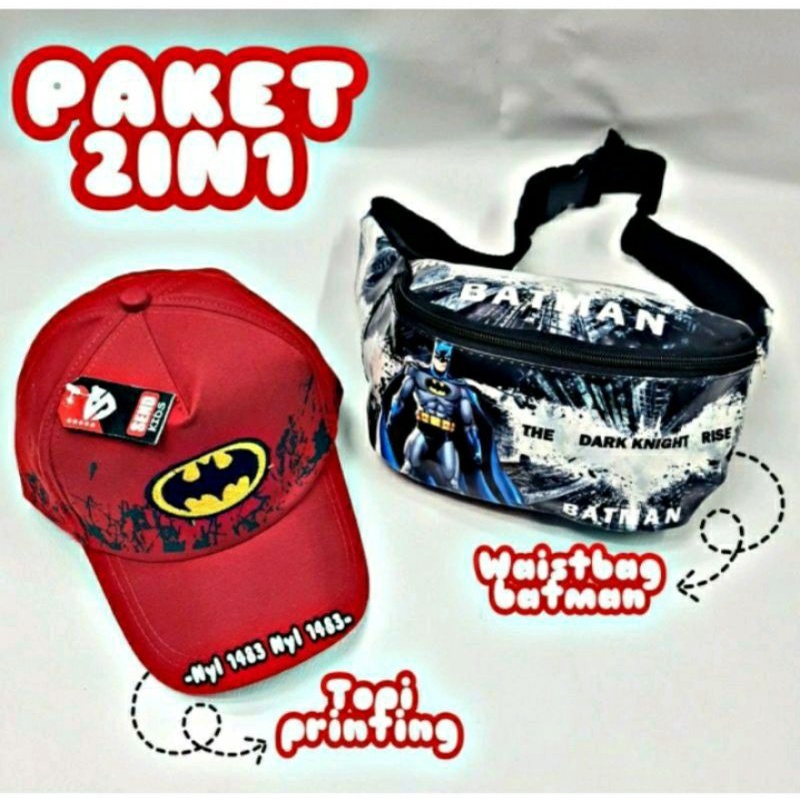 TAS SLEMPANG ANAK/WAISTBAG ANAK LAKI-LAKI FREE TOPI