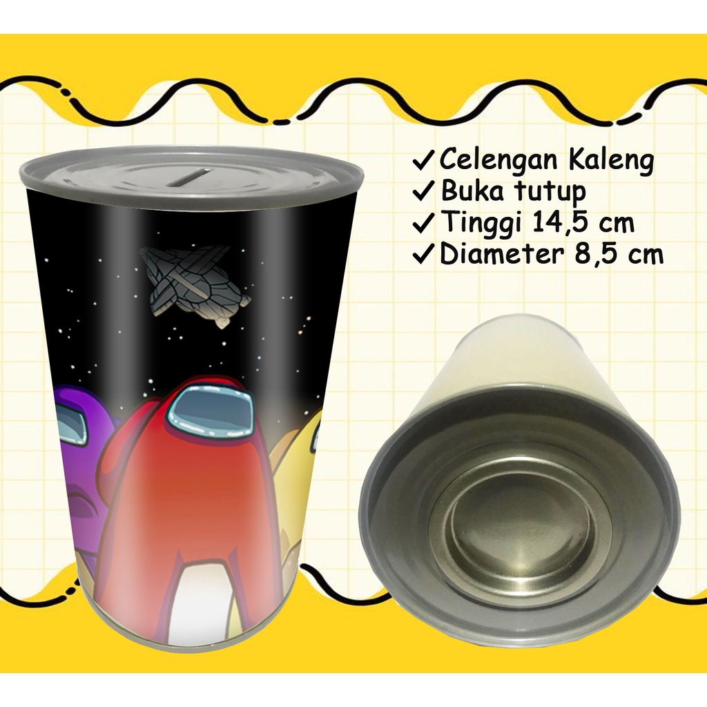 Celengan Kaleng Buka Tutup Celengan Kaleng Among Us Celengan Custom