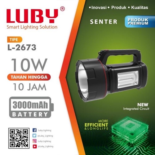 Lampu Senter 10 Watt &amp; Emergency Luby L-2673