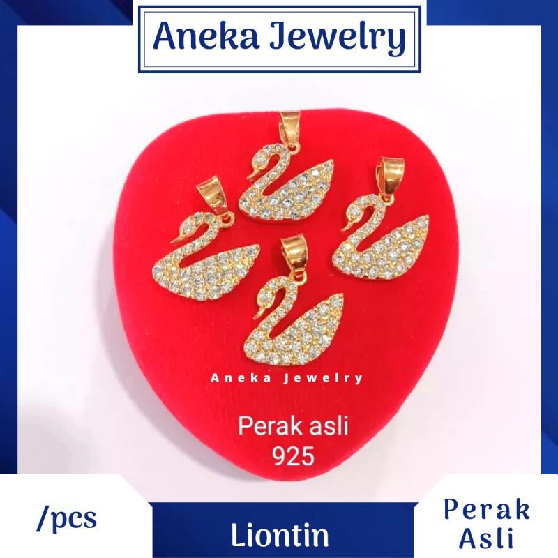 Liontin Angsa Cor Mata2, Perak 925, Sepuh Emas Rosegold