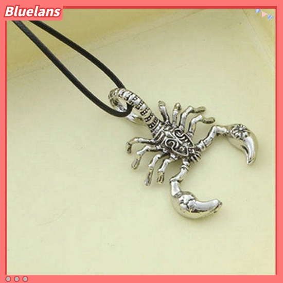 Bluelans Kalung Tali Kulit Imitasi Liontin Kalajengking Scorpion Gaya Vintage Punk Untuk Pria