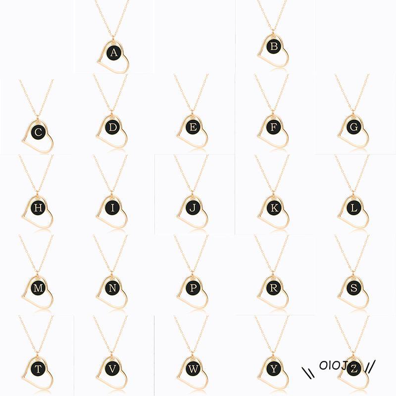 Kalung Dengan Liontin Bentuk Hati Dan 26 Huruf Bahasa Inggris Untuk Wanita ol2