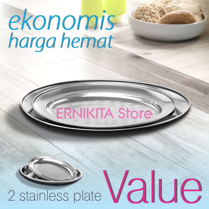 PIRING SAJI STAINLESS OVAL 2 UKURAN - Harga Ekonomis Hemat