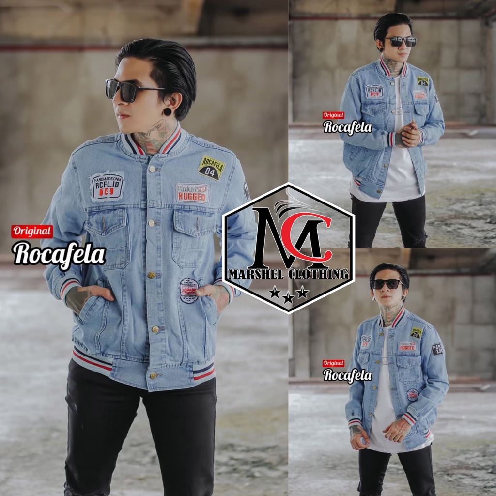 RCL - JAKET JEANS BOMBER Full BORDIR 04 Rocafela TRENDY / JAKET JEANS BOMBER 01 &amp; 04 05 ROCAFELA PREMIUM