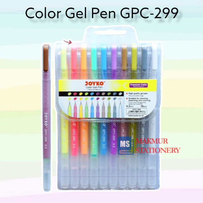 

Color Gel Pen Pastel Joyko 10 Warna GPC - 299