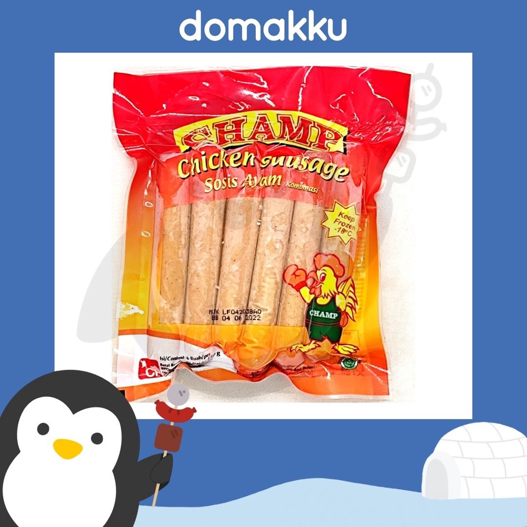 

Champ Sosis Ayam 6 biji (Chicken Sausage) 150gr, Goreng Rebus Halal