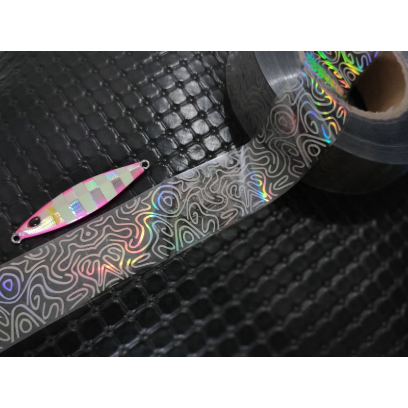 HOT STAMPING FOIL / HOLOGRAPHIC FOIL / HOLOGRAM FOIL MOTIF GELOMBANG HOLOGRAM TRANSPARAN 4 Cm x 5 Meter (Tersedia Harga Grosir)