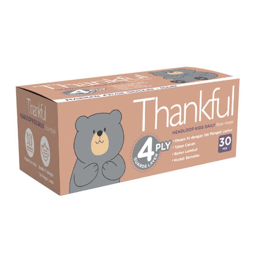 Masker hijab anak 4 ply Thankful / Face mask Headloop Kids 4ply - 30S