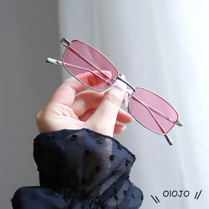 【CHECKOUT RP100】 Korean Kacamata Fashion Bingkai Persegi Panjang Retro Korea Kecil Wanita Kacamata Hitam Ulzzang Bingkai Logam Shades Sunglasses Aksesoris Wanita