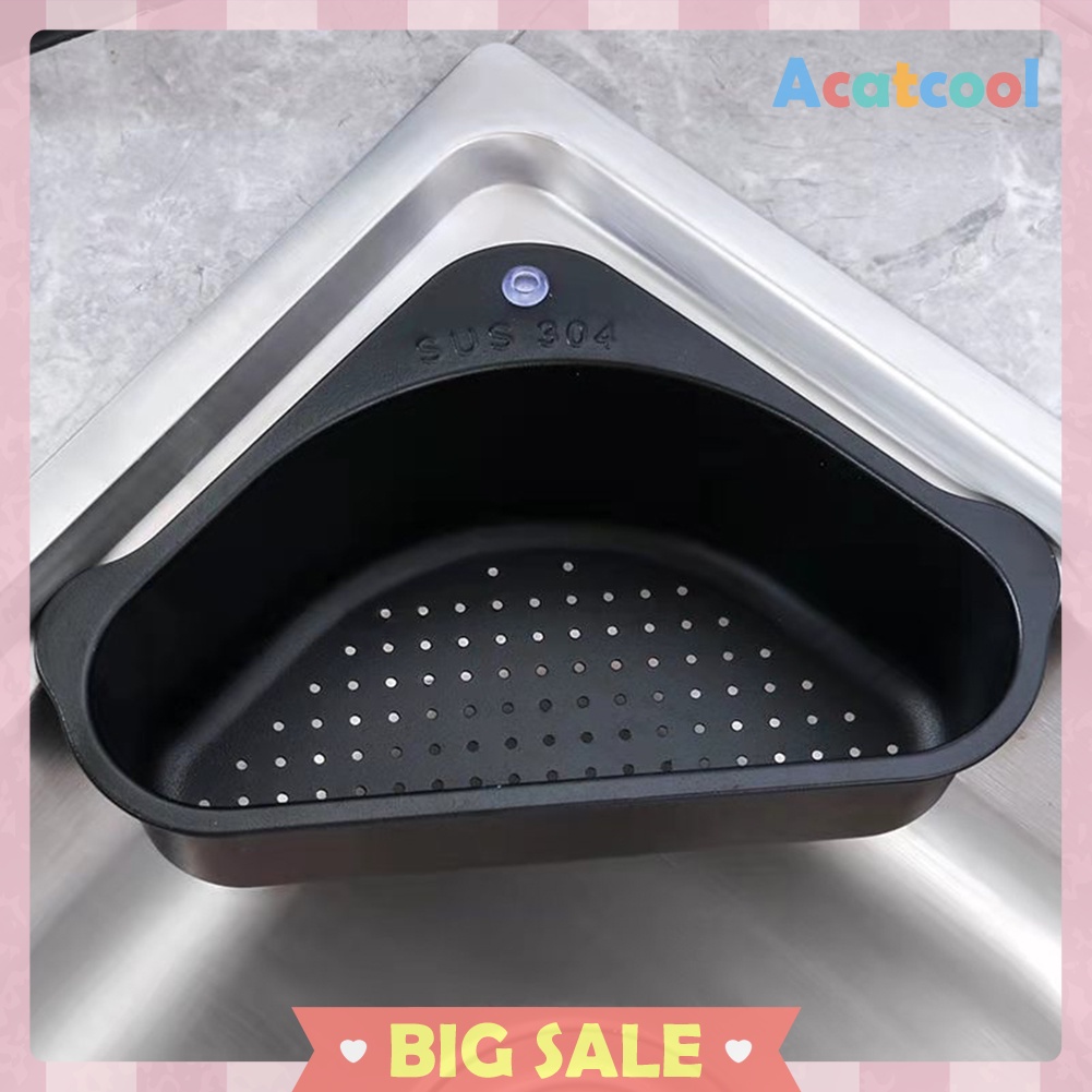 Stainless Steel Triangular Drain Basket Holder Kitchen Sink Filter Shelf