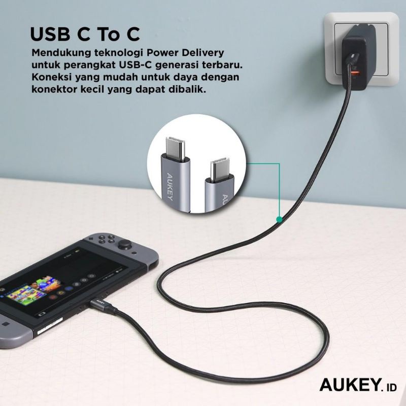 Kabel Charger Type C Aukey Cable CB-CD5 1M Braided USB 2.0 - 500287