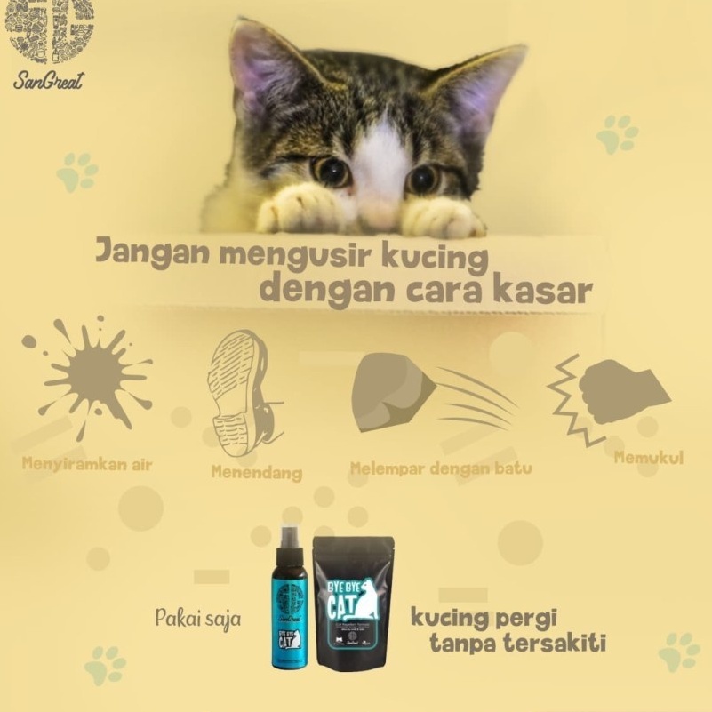 100g Sangreat Bye Bye Cat Gel Pengusir kucing Usir Kucing Liar  Cegah Kucing pup, bab, eek sembarangan 100g 100 gr Alami Aman Essential Oil