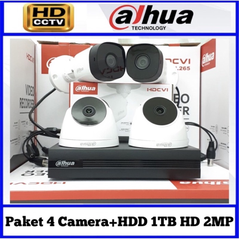 Paket Cctv dahua 4Channel 4kamera komplit tingal pasang