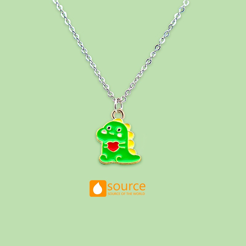 Kalung Rantai Liontin Kartun Dinosaurus Lebah Beruang Bahan Stainless Steel Alloy Untuk Anak