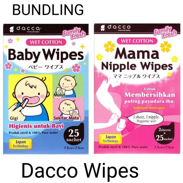 Bundling Dacco Baby Wipes dan Mama Nipple Wipes Isi 25