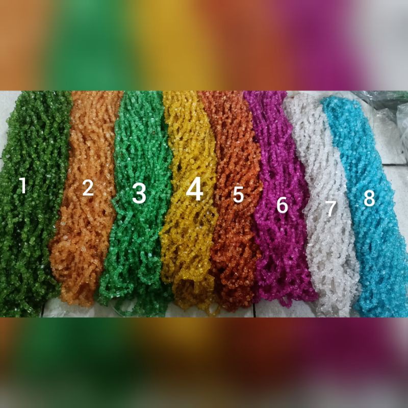 1 renteng kerikil batu pecah bening exlusive.. accessories kalung gelang cantelan masker dll
