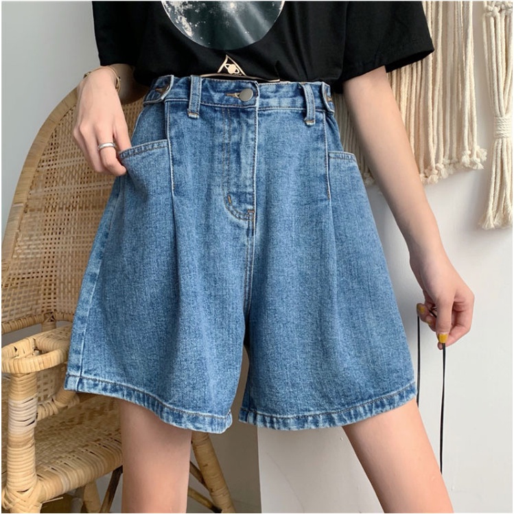 Korean Style Highwaist Loose Jeans Pendek Wanita Import/Celana Jeans Pendek Cewe（realpict）