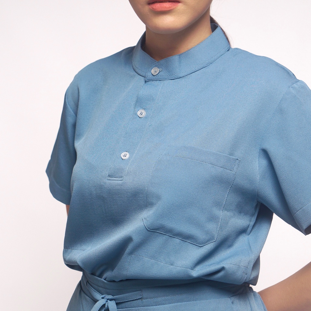 Baju Jaga MSS - SKY BLUE Scrubs on Call Stretchy Lengan Pendek