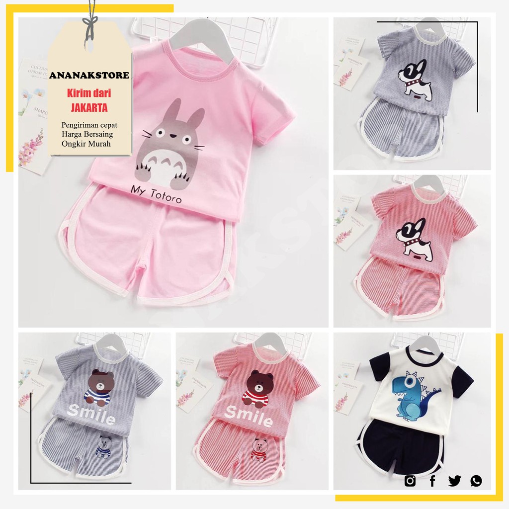 setelan bayi laki laki perempuan untuk newborn bahan katun baju santai newborn / baju tidur anak